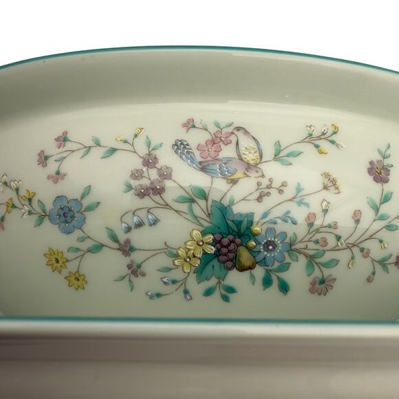 Vintage Noritake Japan Paradise Green 8223 W80 Floral Gravy Bowl with Platter - Picture 4 of 8